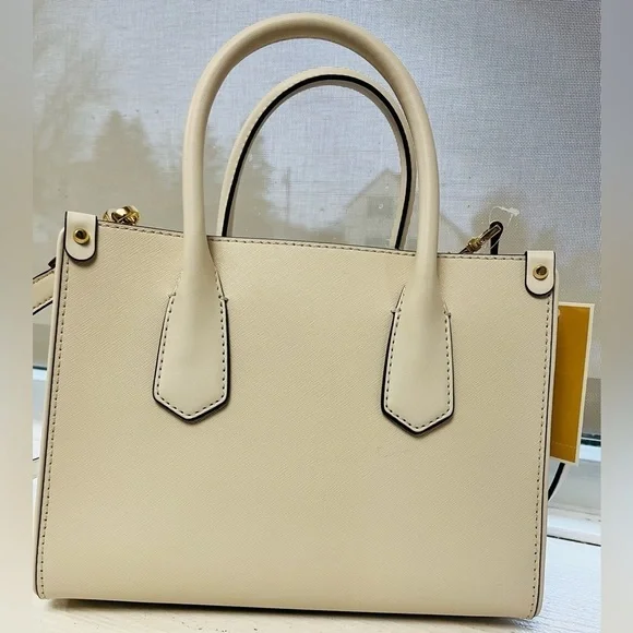 Michael Kors Maple Studded Satchel Crossbody Cream Leather NWT